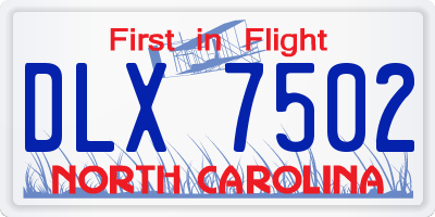 NC license plate DLX7502