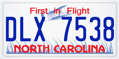 NC license plate DLX7538