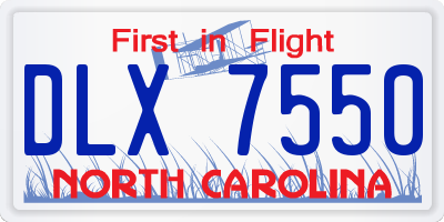 NC license plate DLX7550