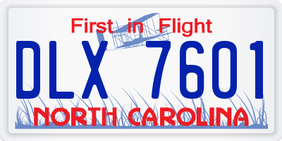 NC license plate DLX7601