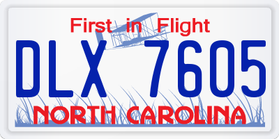 NC license plate DLX7605