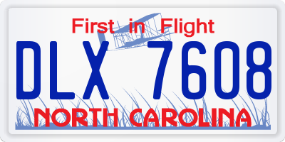 NC license plate DLX7608