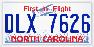 NC license plate DLX7626
