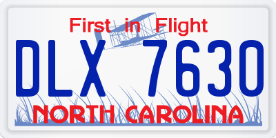 NC license plate DLX7630