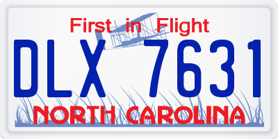 NC license plate DLX7631
