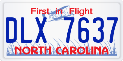NC license plate DLX7637
