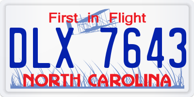 NC license plate DLX7643