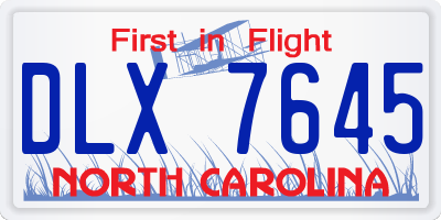 NC license plate DLX7645