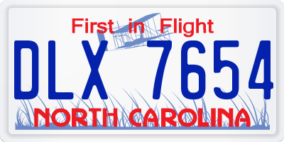 NC license plate DLX7654