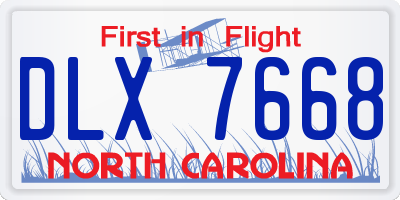 NC license plate DLX7668