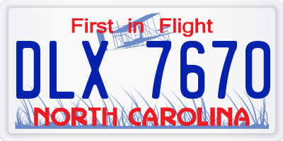 NC license plate DLX7670