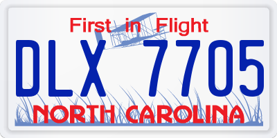 NC license plate DLX7705