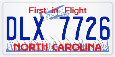 NC license plate DLX7726