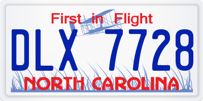 NC license plate DLX7728