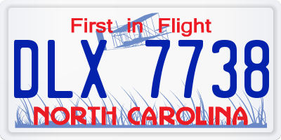NC license plate DLX7738