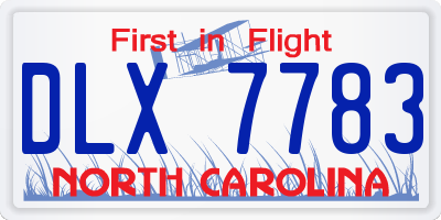 NC license plate DLX7783