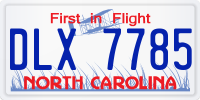 NC license plate DLX7785