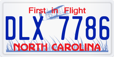 NC license plate DLX7786