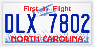 NC license plate DLX7802