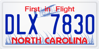 NC license plate DLX7830