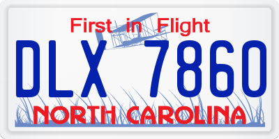 NC license plate DLX7860