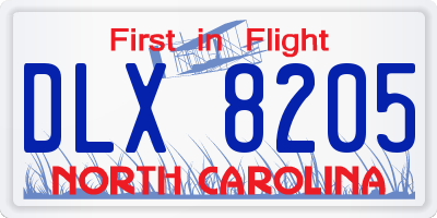 NC license plate DLX8205