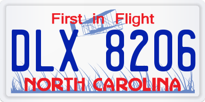 NC license plate DLX8206