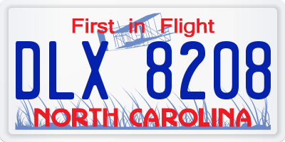 NC license plate DLX8208