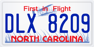 NC license plate DLX8209