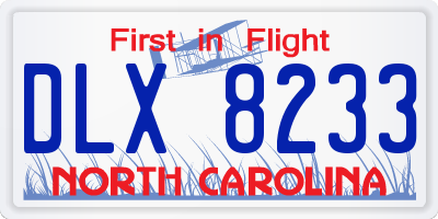NC license plate DLX8233