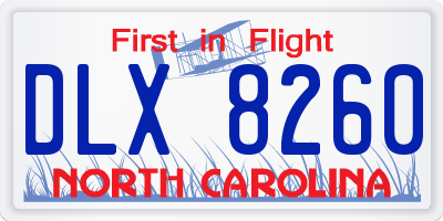 NC license plate DLX8260