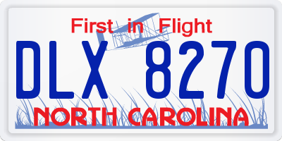 NC license plate DLX8270