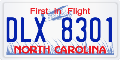 NC license plate DLX8301