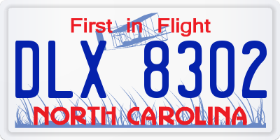 NC license plate DLX8302