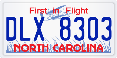 NC license plate DLX8303