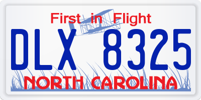 NC license plate DLX8325