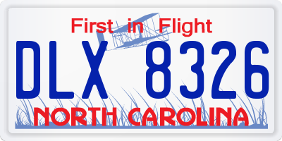 NC license plate DLX8326