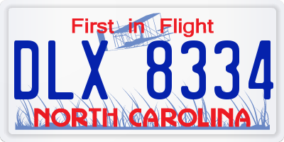 NC license plate DLX8334