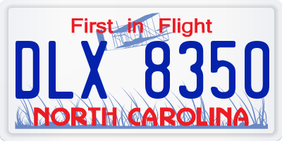 NC license plate DLX8350