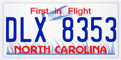 NC license plate DLX8353