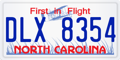NC license plate DLX8354