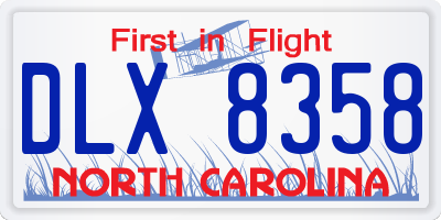 NC license plate DLX8358