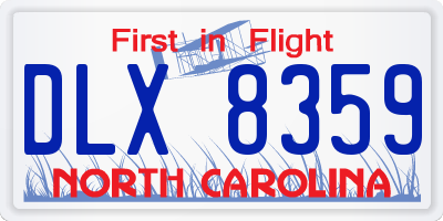 NC license plate DLX8359