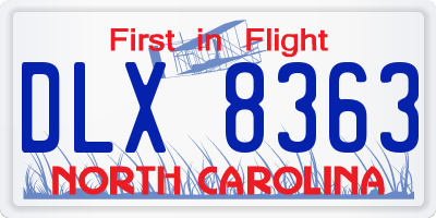 NC license plate DLX8363