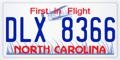 NC license plate DLX8366