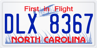 NC license plate DLX8367