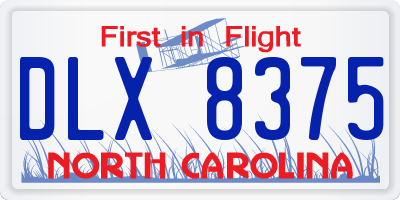 NC license plate DLX8375