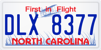 NC license plate DLX8377