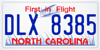 NC license plate DLX8385
