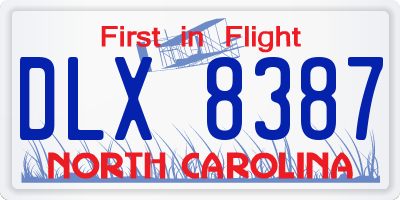 NC license plate DLX8387